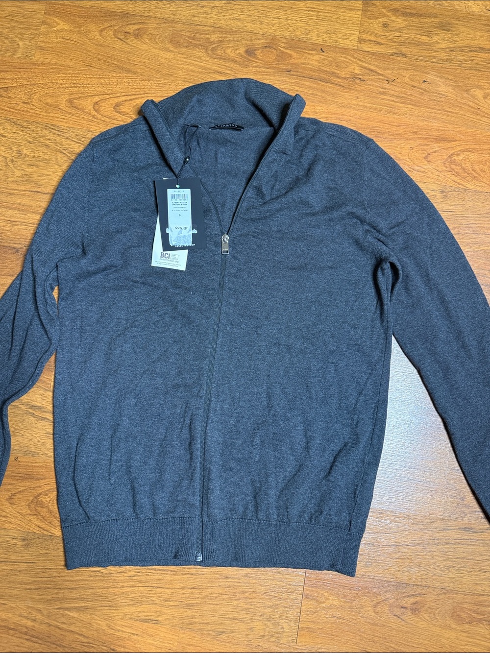 Men's Dark Gray Full-Zip Knit Sweater